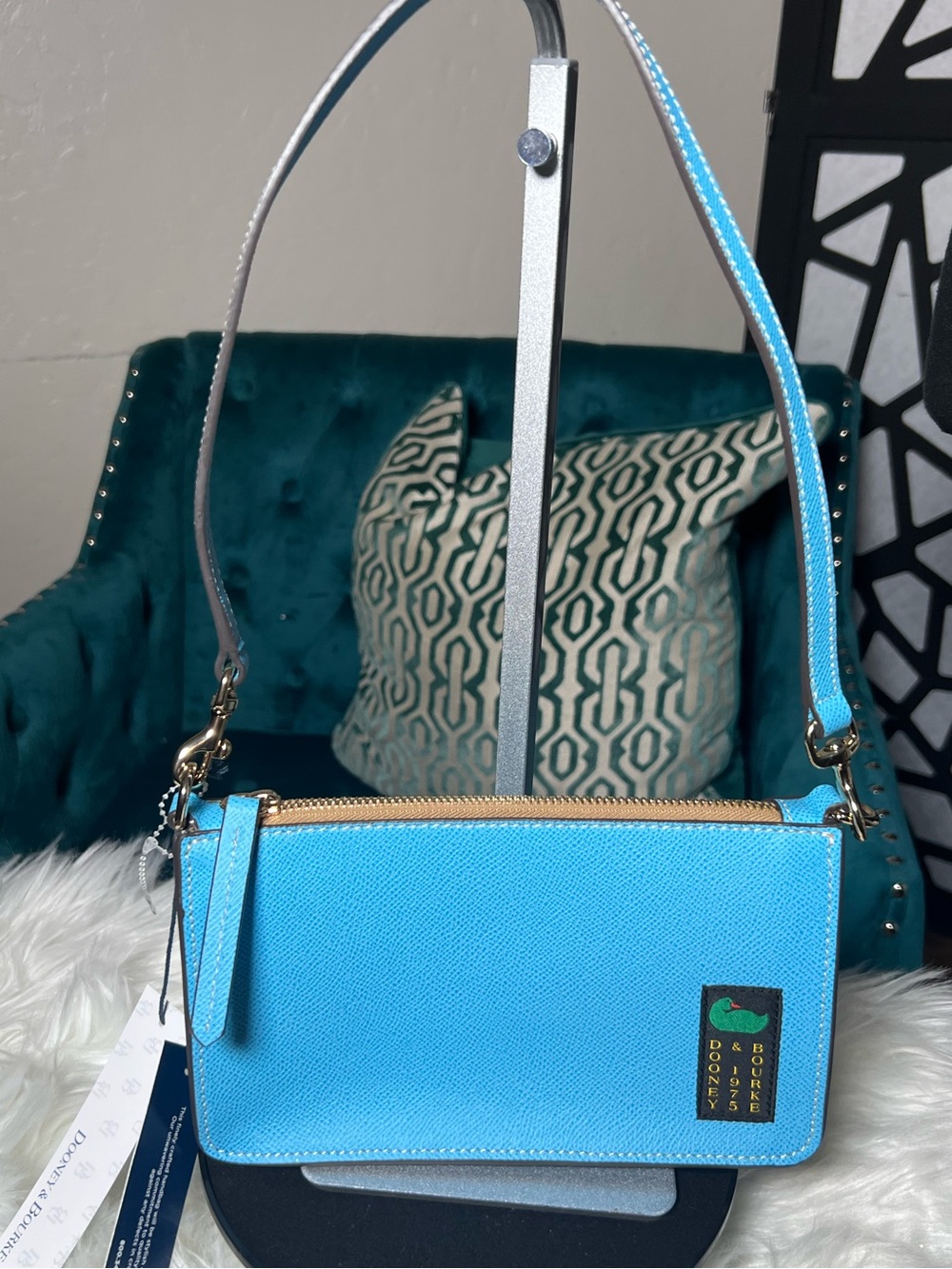 Dooney & Bourke Alpine Blue Demi 20 - HARD TO FIND Blue Leather Shoulder Bag NWT